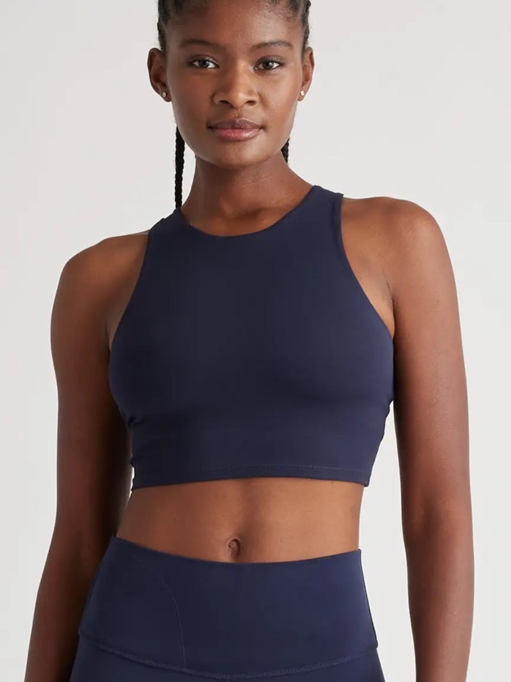 NWT Quince Ultra Form high neck crop tank deep navy extra small